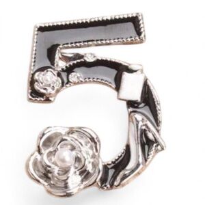 Fashion Jewelry Black and Silver Number Brooch